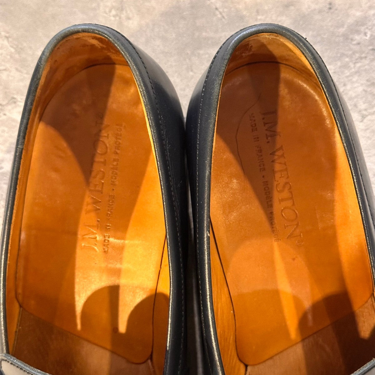 【J.M.WESTON】ジェイエムウエストン 180 シグニチャーローファー ボックスカーフ ブルー サイズUK7.5C 41ラスト