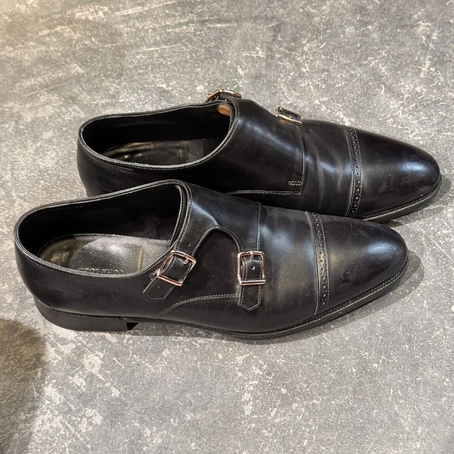 【JOHN LOBB】ジョンロブ レザーシューズ ダブルモンク フィリップ2 ダブルバックル ブラック メンズ サイズUK7.5E