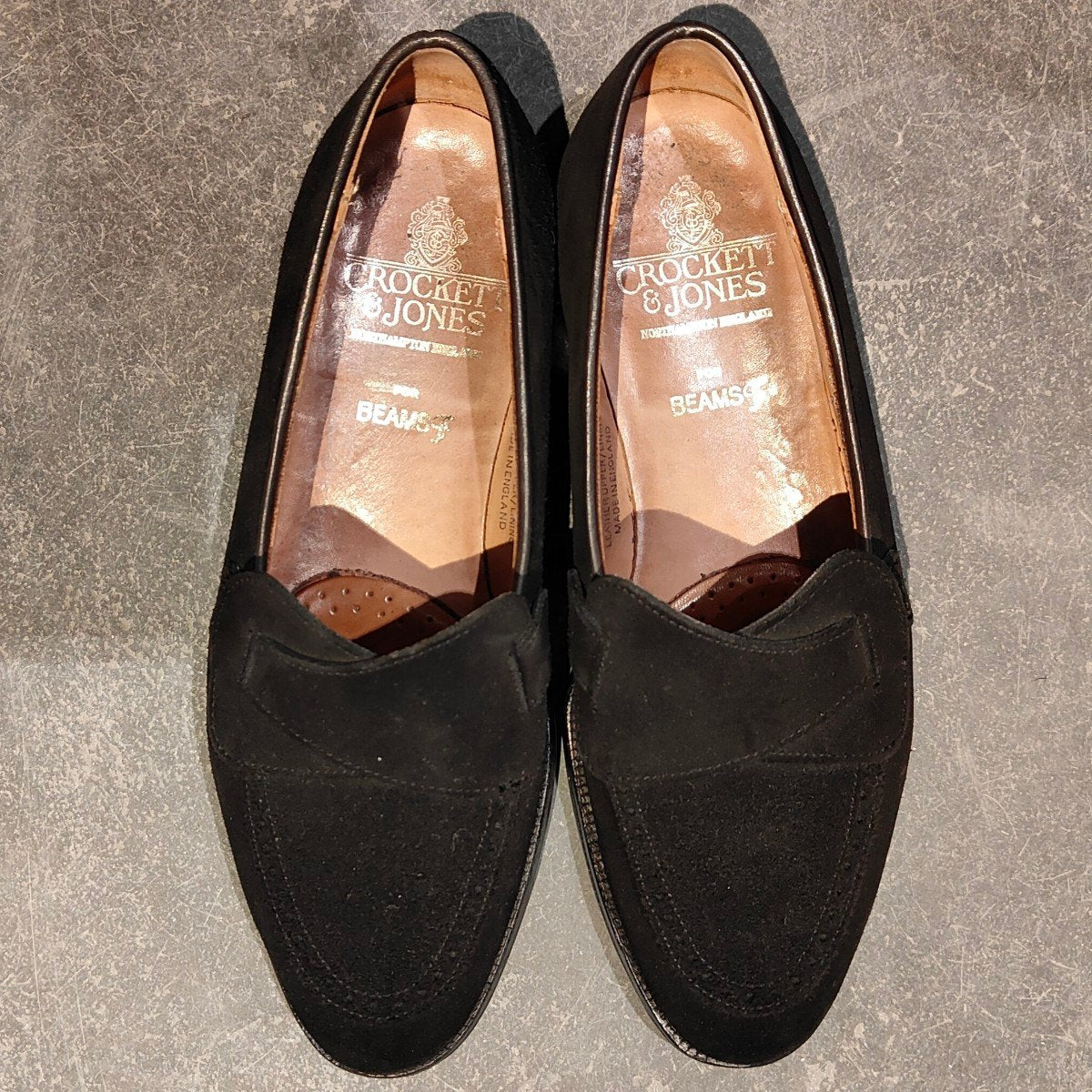 【CROCKETT&JONES】クロケット＆ジョーンズ ビームスF別注 ブリムストーン ローファー バタフライ スエード ブラック サイズUK6E 302ラスト