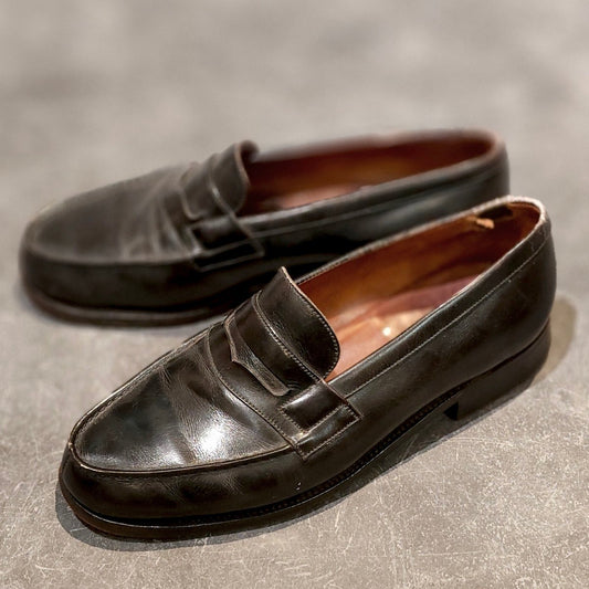 【J.M.WESTON】ジェイエムウエストン 180 シグニチャーローファー 旧旧旧ロゴ ボックスカーフ ブラック サイズ UK5D 41ラスト 参考定価￥165,000-