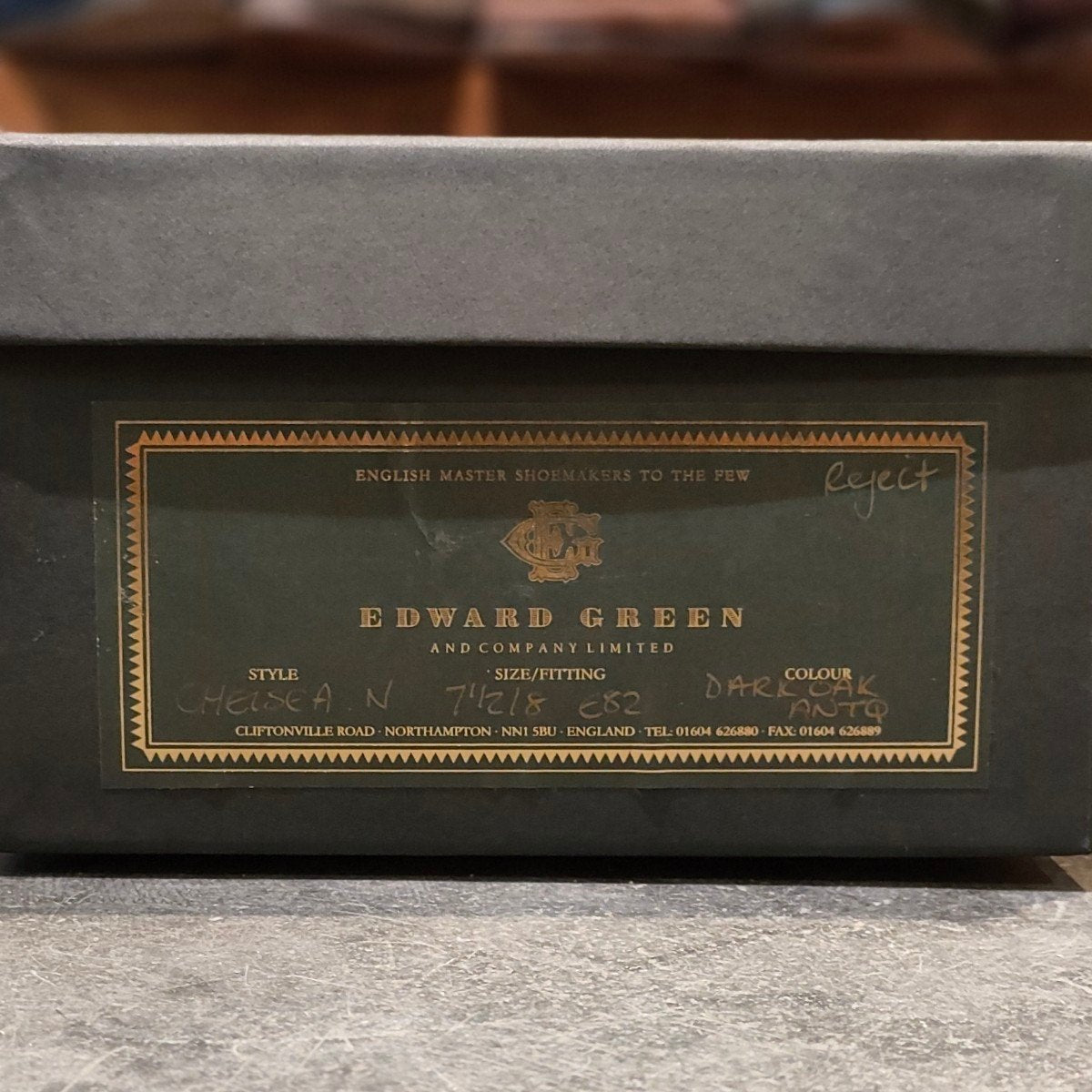 試着程度極美品【EDWARD GREEN】エドワードグリーン チェルシー リジェクト品 ストレートチップ カーフ ダークオークアンティーク サイズUK7.5E 82ラスト