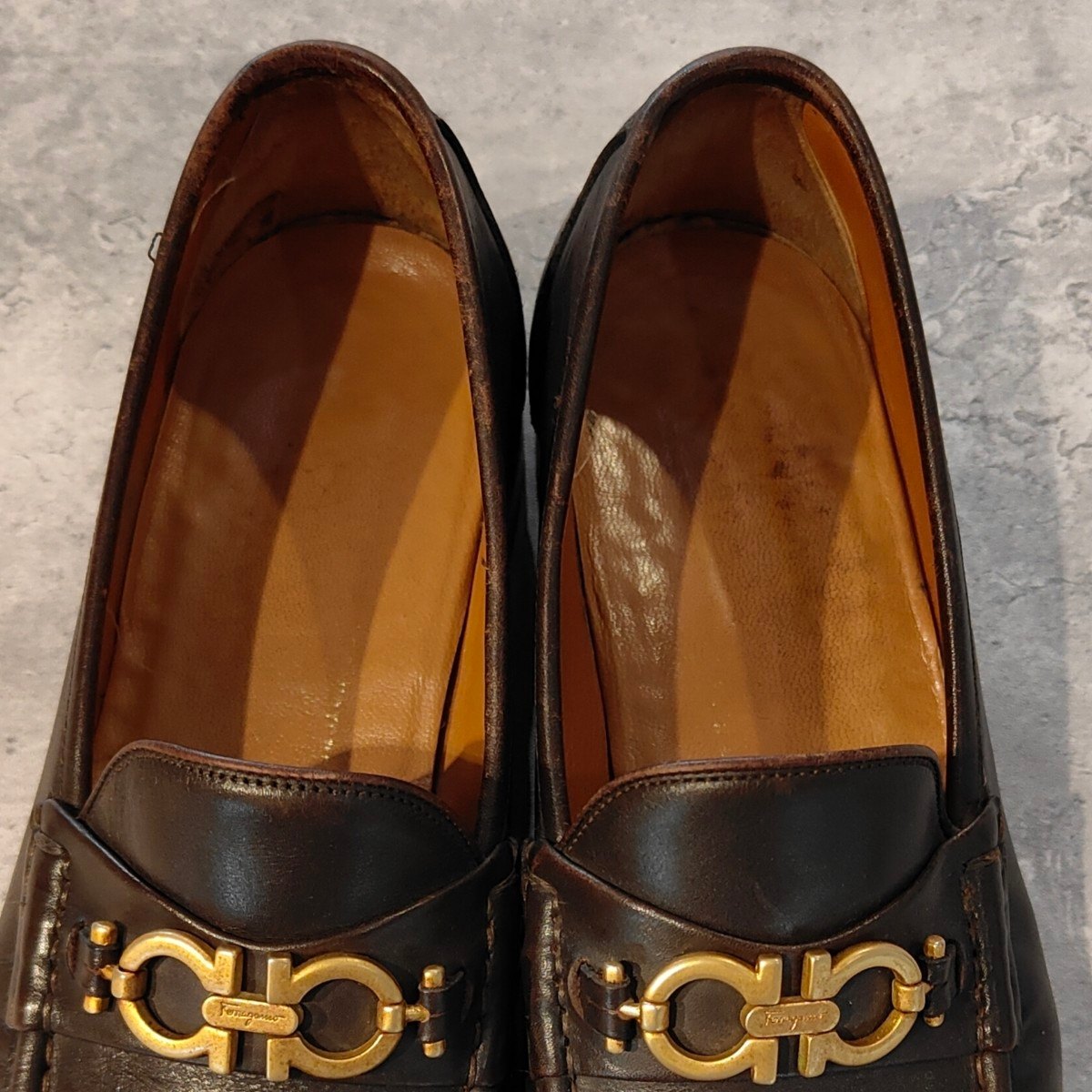 【Salvatore Ferragamo】サルバトーレ フェラガモ ビットローファー ガンチーニ カーフ ダークブラウン サイズUK7EE