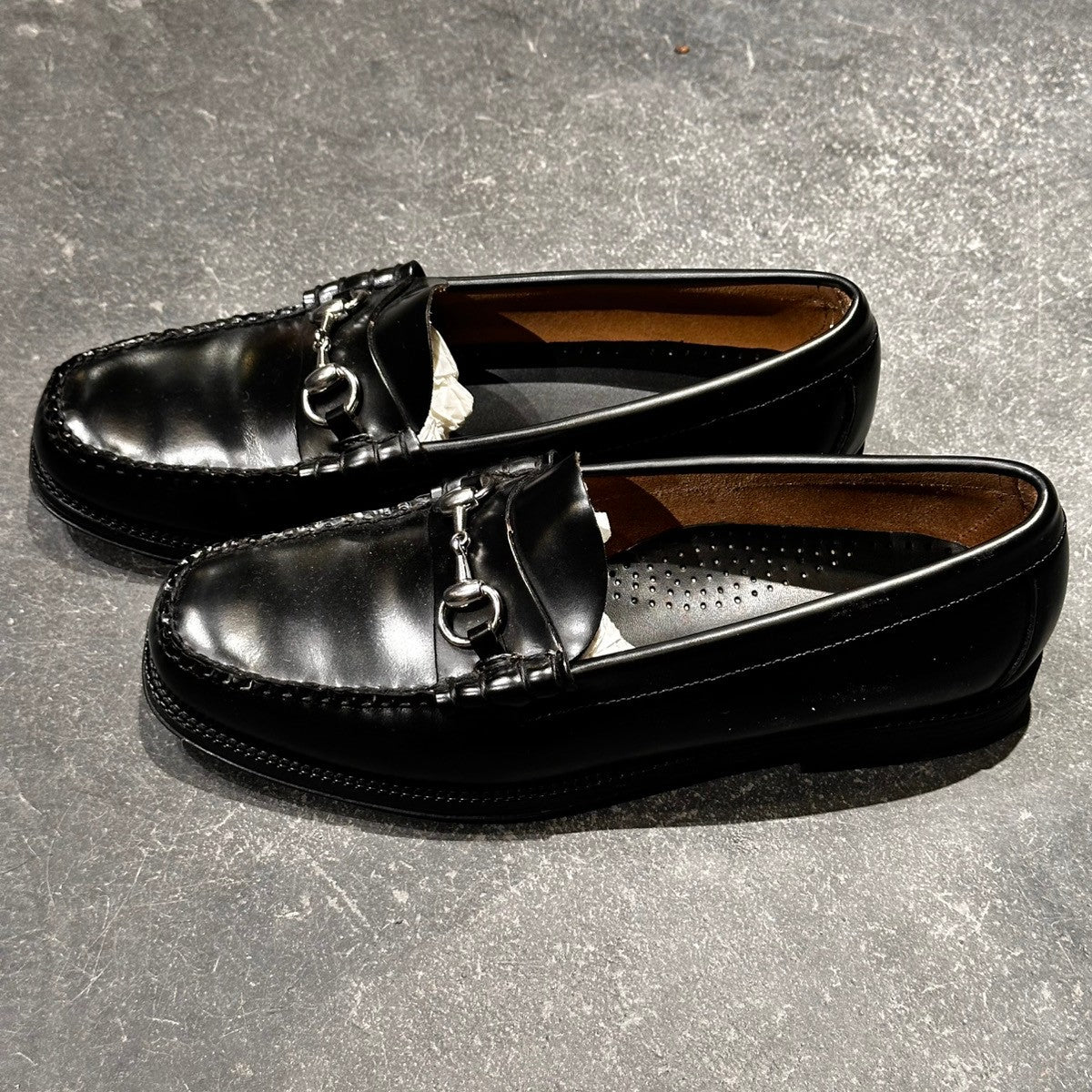 使用数回【G.H.Bass&Co. WEEJUNS】ジーエイチバス  ビットローファー カーフ ブラック サイズUK7.5