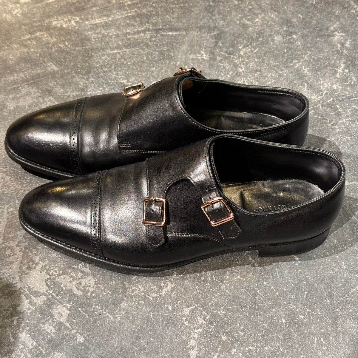 希少【JOHN LOBB】ジョンロブ フィリップ2 ダブルモンク ダブルバックル カーフ ブラック サイズUK7.5 7000ラスト