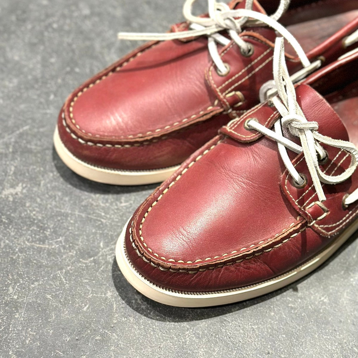 【PARABOOT】パラブーツ 0510 レザーデッキシューズ カーフ バース バーガンディ サイズUK7