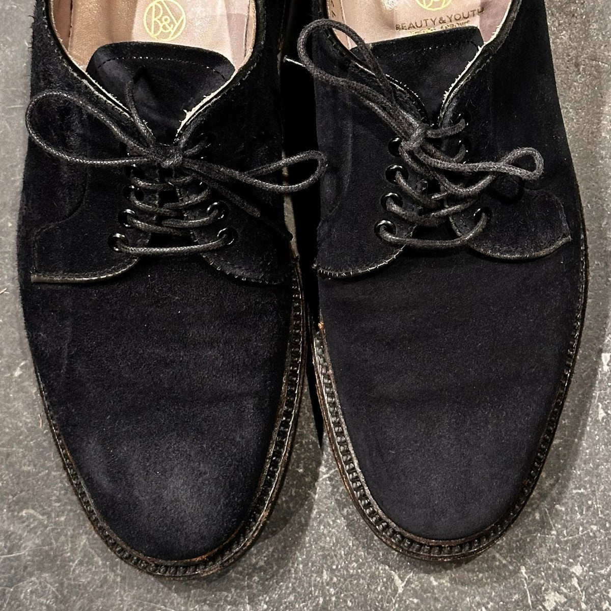 希少【ALDEN】オールデン 93036 BEAUTY&YOUTH別注 プレーントゥ スエード ネイビー サイズUS6.5D バリーラスト