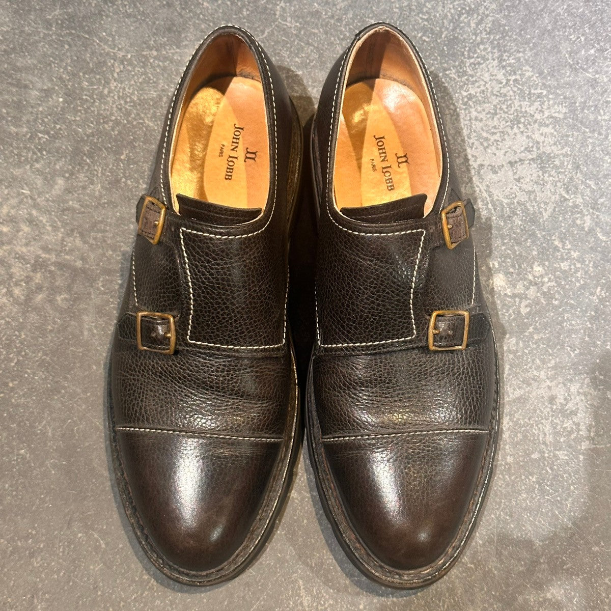 希少【JOHN LOBB】ジョンロブ ウィリアム コテージライン ダブルモンク グレインレザー ブラック サイズ不明(UK7.5相当)