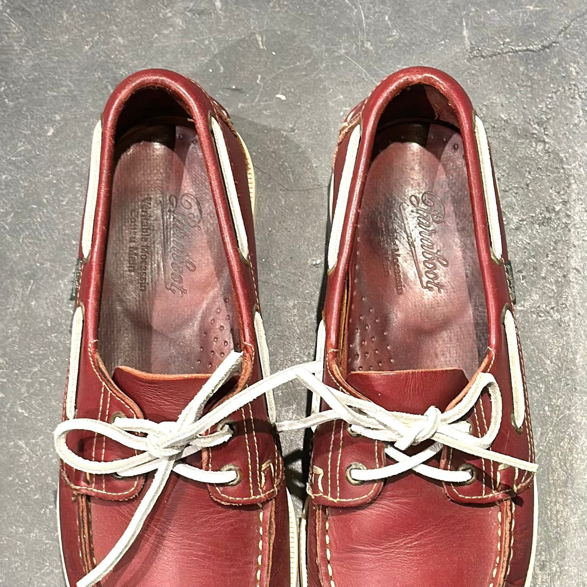 【PARABOOT】パラブーツ 0510 レザーデッキシューズ カーフ バース バーガンディ サイズUK7