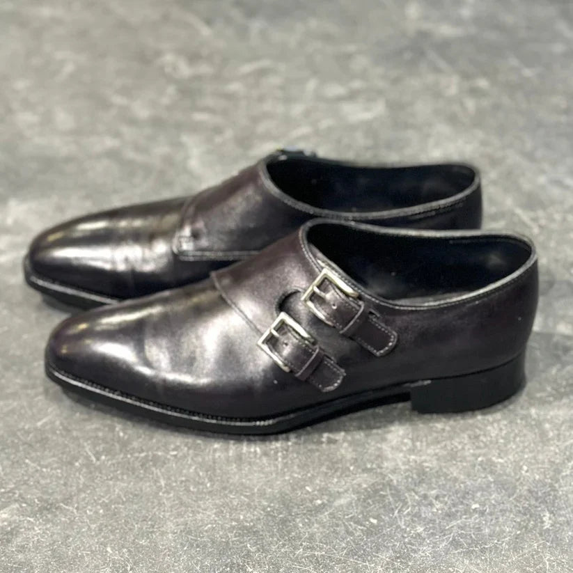 美品【John Lobb】ジョンロブ ダブルモンク チャペル ミュージアムカーフ ブラック サイズ6E 8000ラスト 参考定価￥344,300-
