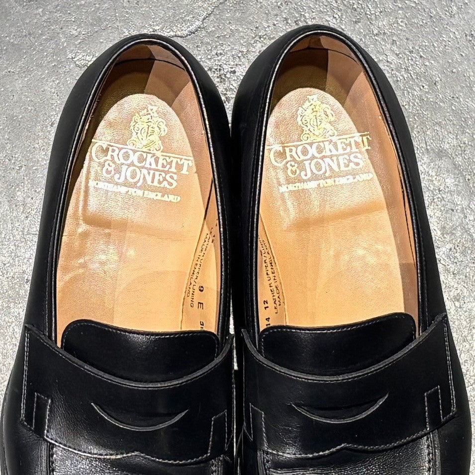 【CROCKETT&JONES】クロケット&ジョーンズ コインローファー 6414 カーフ ブラック サイズ UK9E