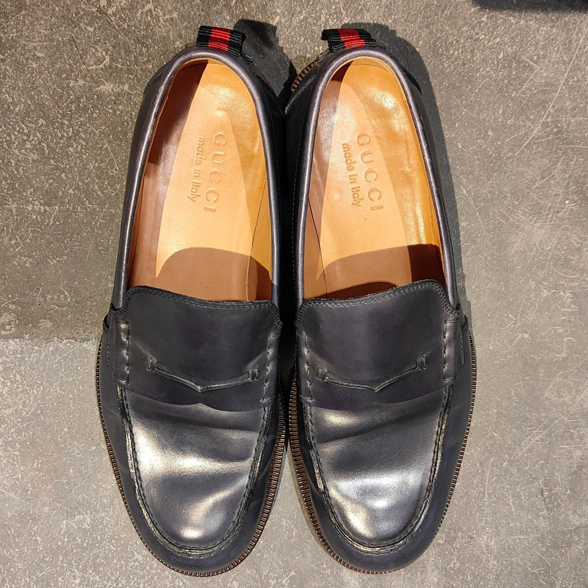 GUCCI】グッチ 407444 コインローファー カーフ ネイビー サイズUK5.5