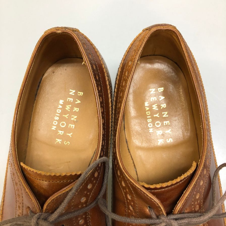 【BARNEYS NEWYORK】バーニーズ ニューヨーク レザーシューズ ウイスキー コードバン ウィングチップ 外羽根 ブラウン メンズ サイズ7 MADISON
