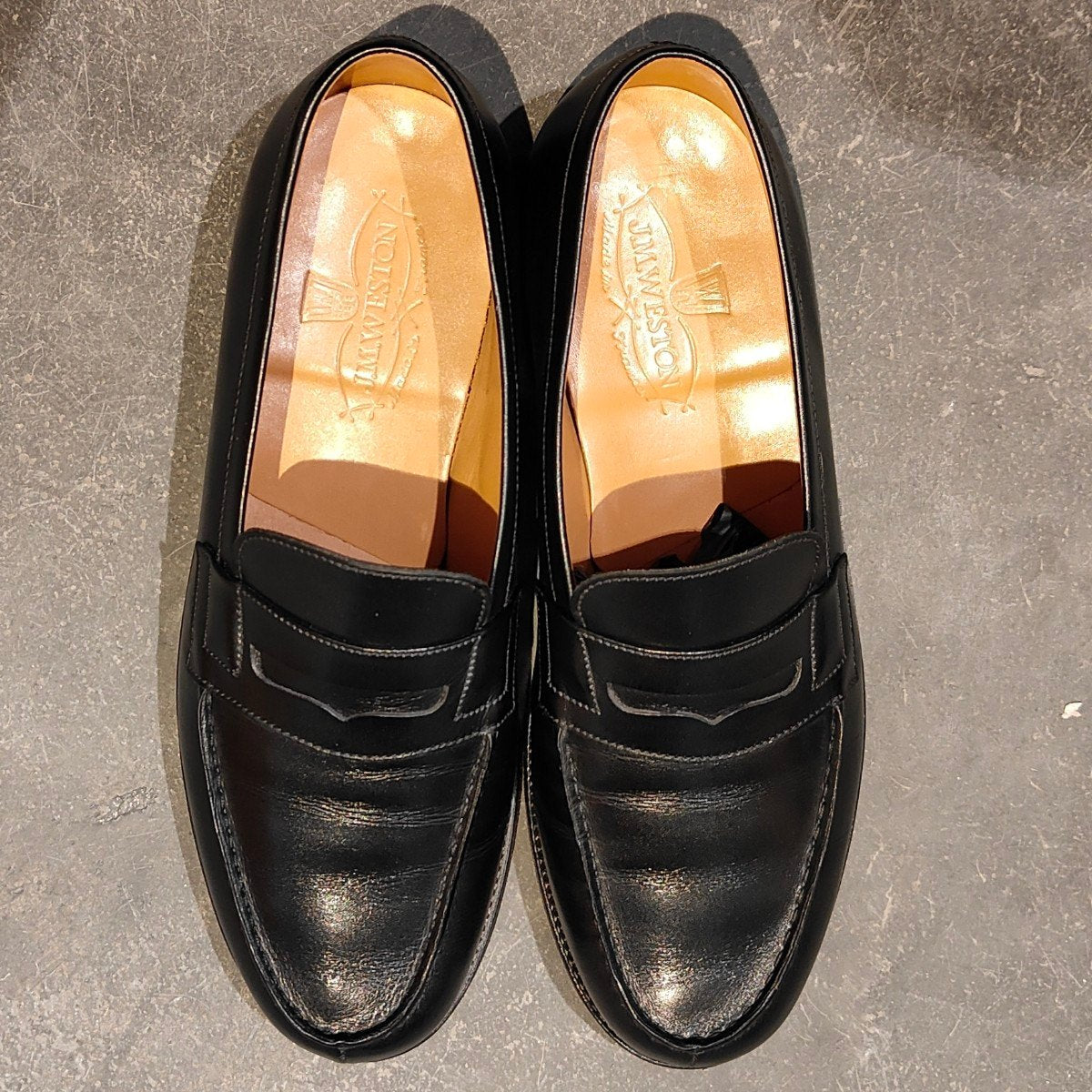 使用数回【J.M.WESTON】ジェイエムウエストン 180 シグニチャーローファー ボックスカーフ ブラック サイズ UK6D 41ラスト 参考定価￥165,000-