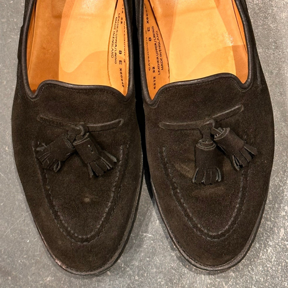 【CROCKETT&JONES】クロケット&ジョーンズ キャベンディッシュ3 タッセルローファー スエード ブラック サイズUK8E 375ラスト