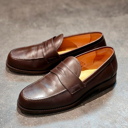 使用数回 【F.lli Giacometti】フラテッリ ジャコメッティ FG257 ローファー カーフ ダークブラウン サイズ40 参考定価￥129,800-