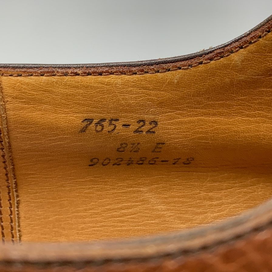 【J.M.Weston】ジェイエムウエストン レザーシューズ 765-22 ストレートチップ 旧ロゴ シボレザー ブラウン メンズ サイズ8.5E