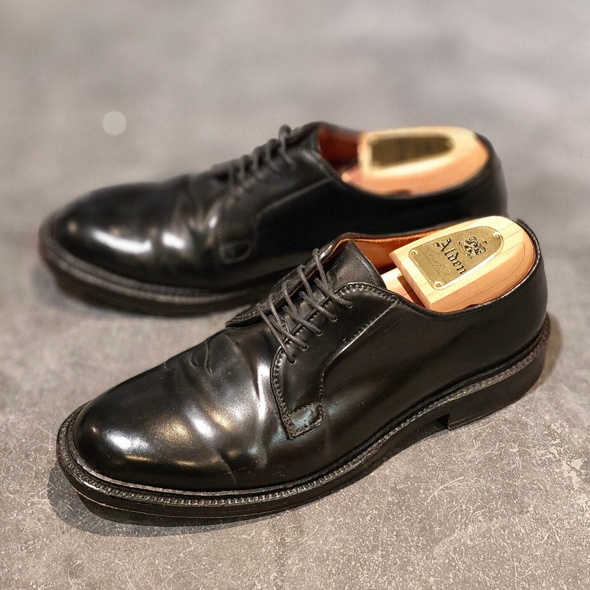 極美品【ALDEN】オールデン 9901 プレーントゥ コードバン ブラック サイズ US7D バリーラスト 参考定価￥220,000-
