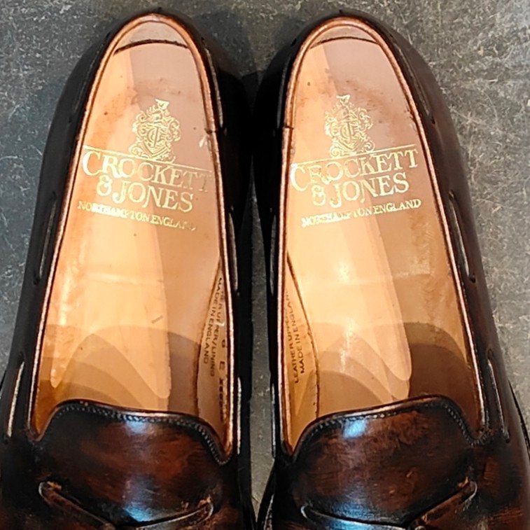 使用数回【CROCKETT&JONES】クロケット&ジョーンズ キャベンディッシュ3 タッセルローファー バーニッシュカーフ ダークブラン サイズUK6E 375ラスト 参考定価￥126,500-