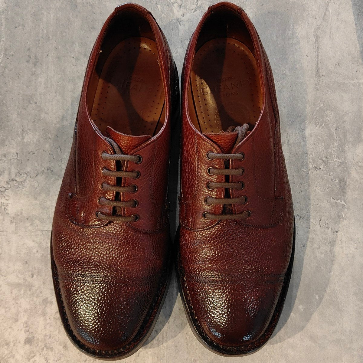 使用数回【JOSEPH CHEANEY】ジョセフチーニー ケンゴン2 キャップトゥダービー グレインレザー バーガンディ サイズUK8 4436ラスト参考定価￥99,000-