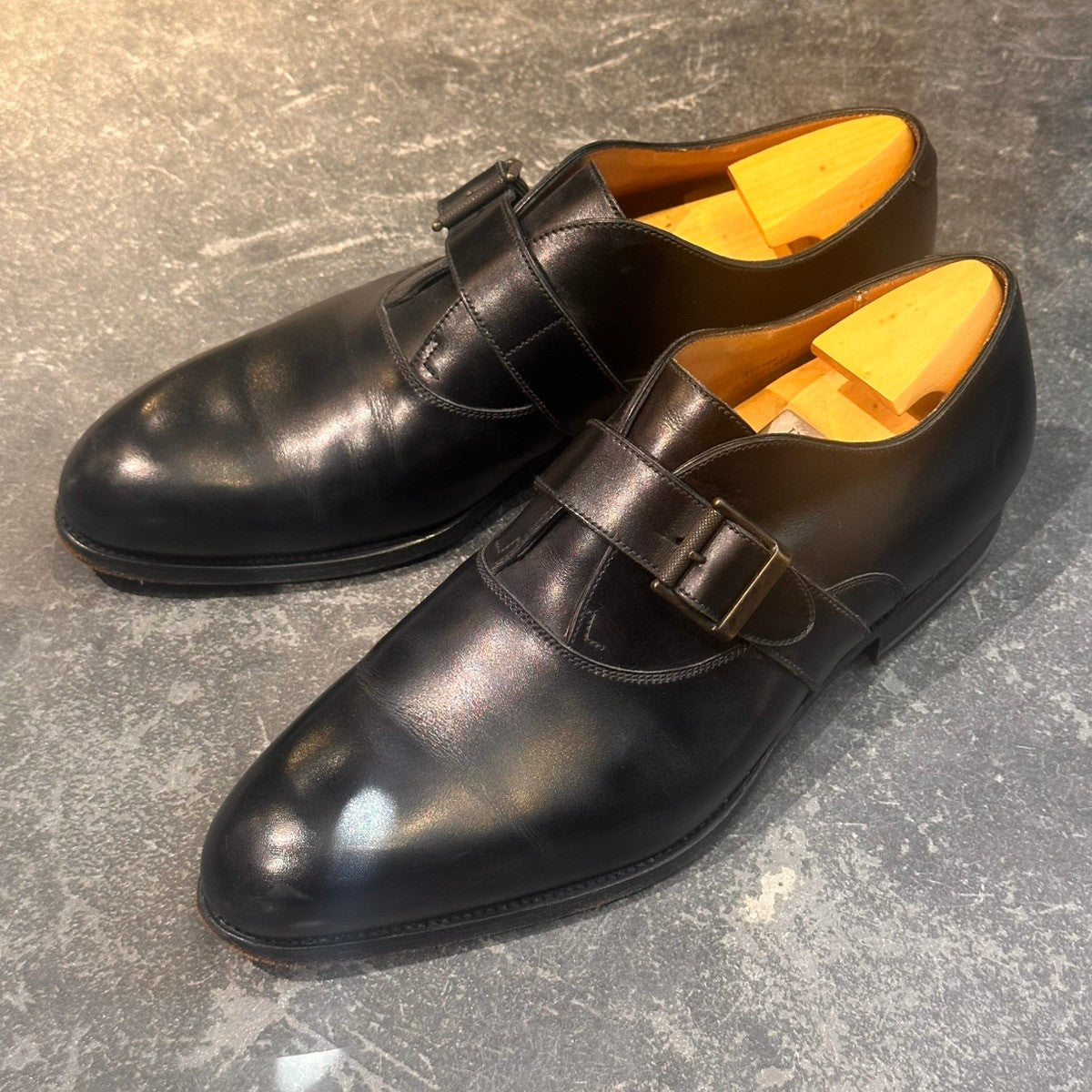 美品【J.M WESTON】ジェイエムウエストン 487 シングルモンク カーフ ブラック サイズUK7.5E 10ラスト