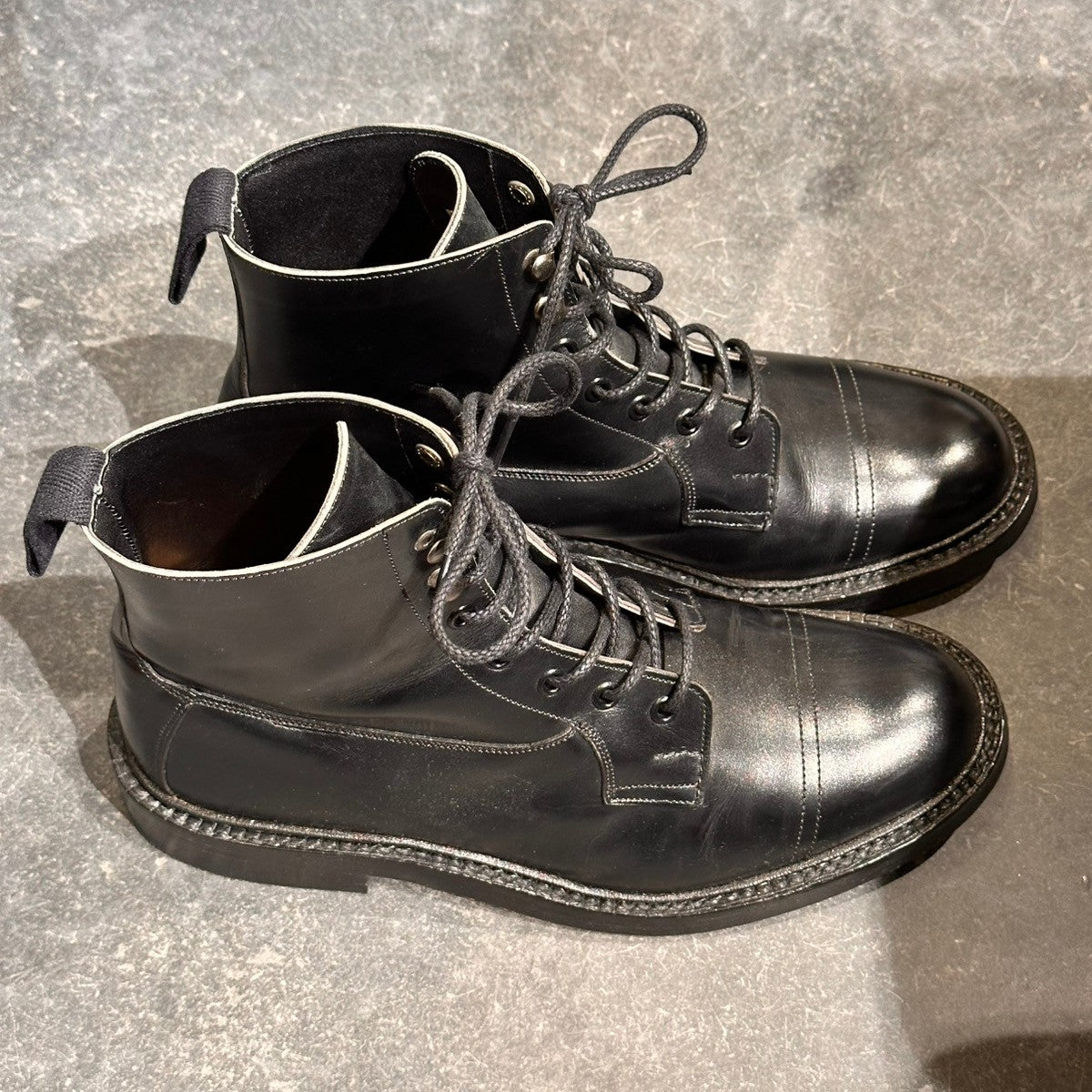 【Tricker’s】トリッカーズ イミテーションキャップブーツ カーフ ブラック サイズUK8.5
