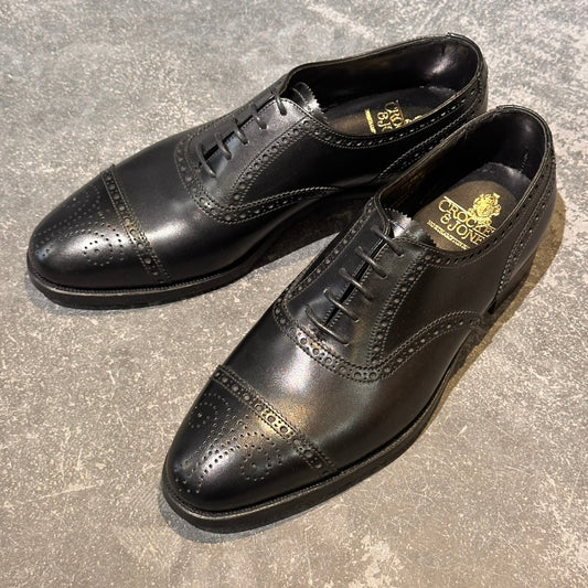 試着程度【CROCKETT&JONES】クロケット&ジョーンズ コベントリー セミブローグ カーフ ブラック サイズUK7E 341ラスト