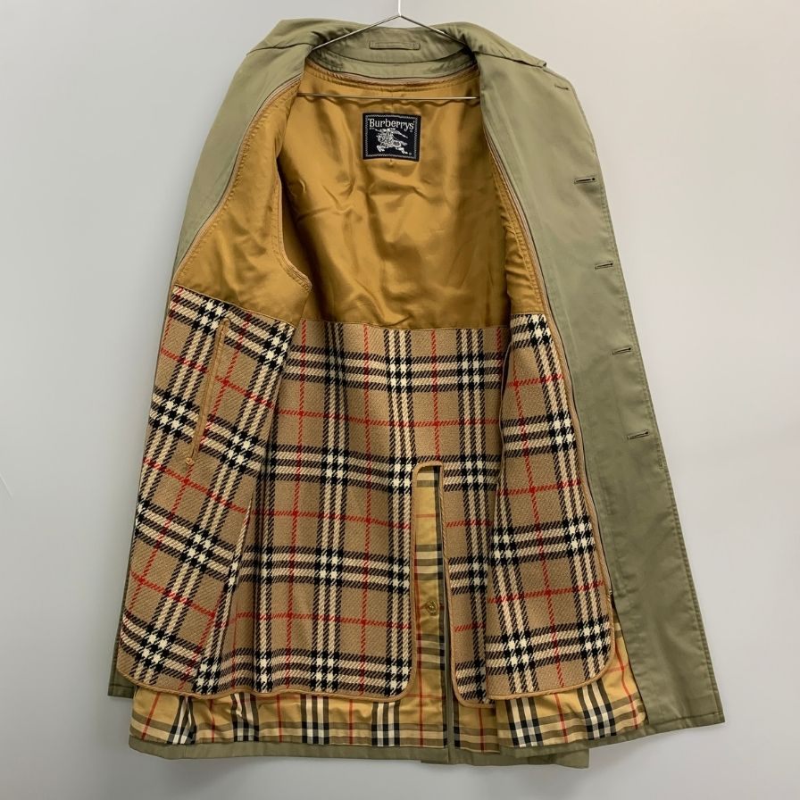 【Burberry】バーバリー バルカラーコート 旧タグ ライナー付き カーキ メンズ サイズ160