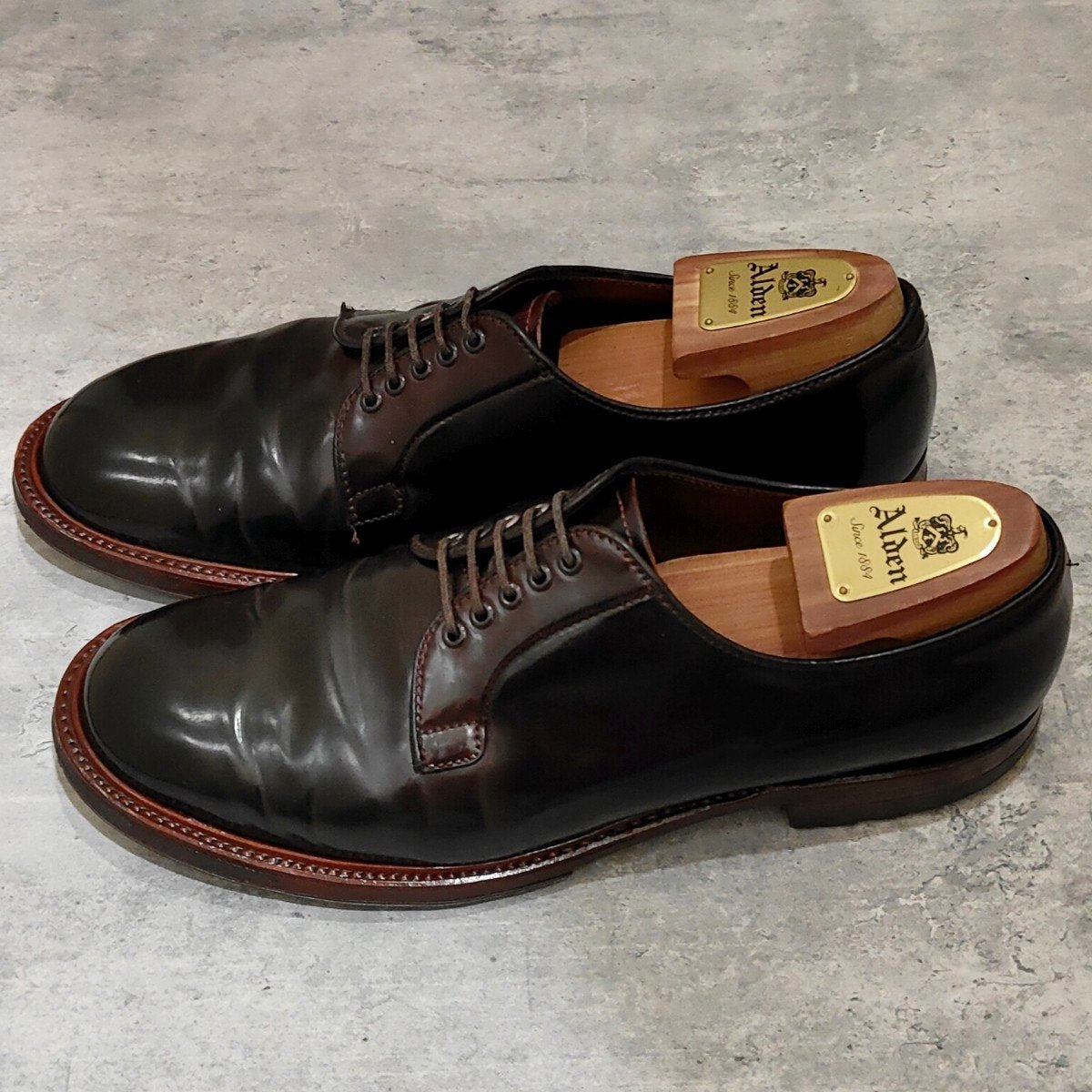 【ALDEN】オールデン BROGUE別注 D8411C プレーントゥ コードバン ダークバーガンディ サイズUS10.5E ミリタリーラスト