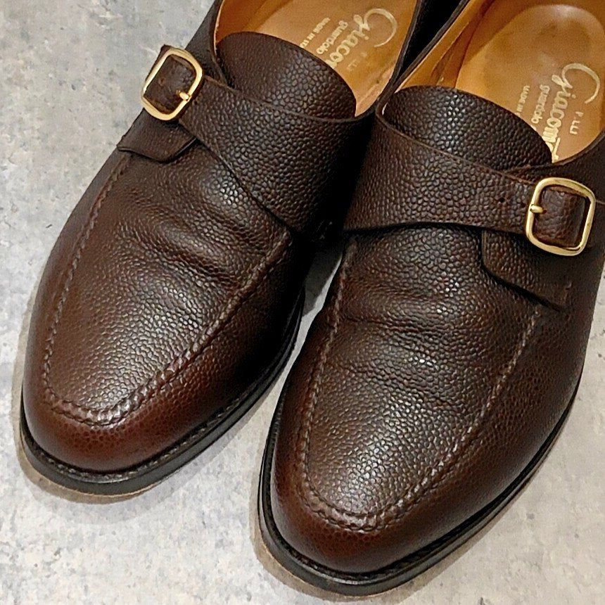 【F.lli Giacometti】フラテッリジャコメッティ FG261 シングルモンク グレインレザー ダークブラウン サイズ39