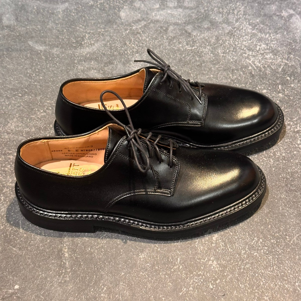 試着程度極美品【CROCKETT&JONES】クロケット＆ジョーンズ セッジムーア3 プレーントゥ カーフ ブラック サイズUK5E 378ラスト