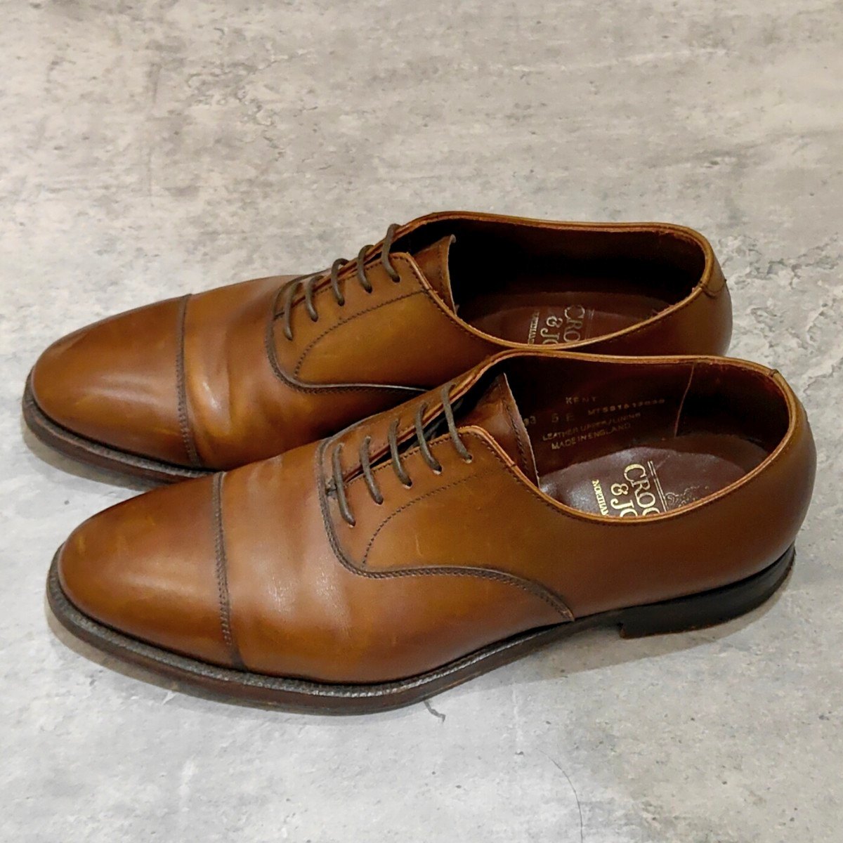 【CROCKETT&JONES】クロケット＆ジョーンズ ケント ストレートチップ カーフ ブラウン サイズUK5E 341ラスト
