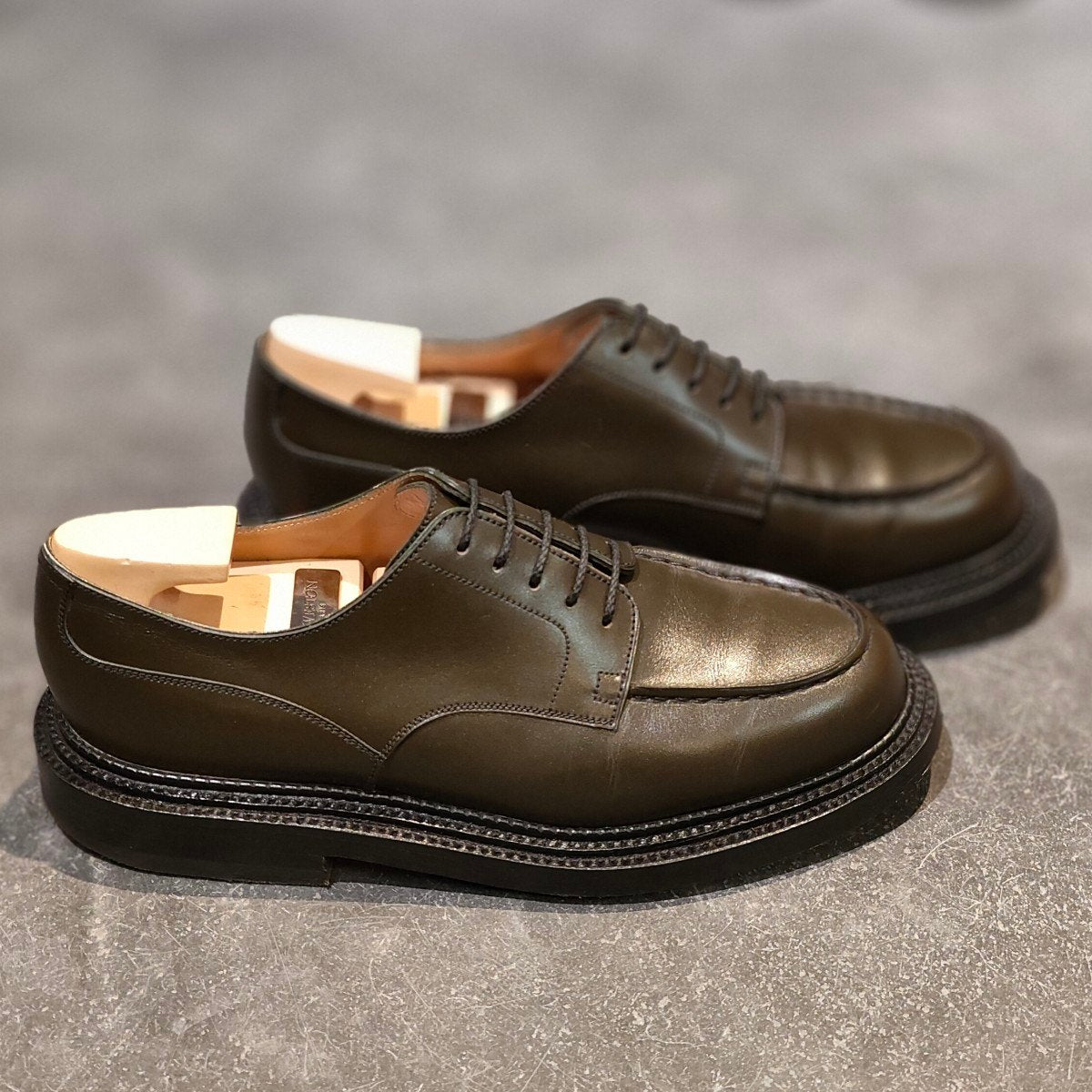 希少 極美品【J.M.WESTON】ジェイエムウエストン 641 ゴルフ トリプルソール Uチップ ボックスカーフ ハンターグリーン サイズ UK5D 31ラスト