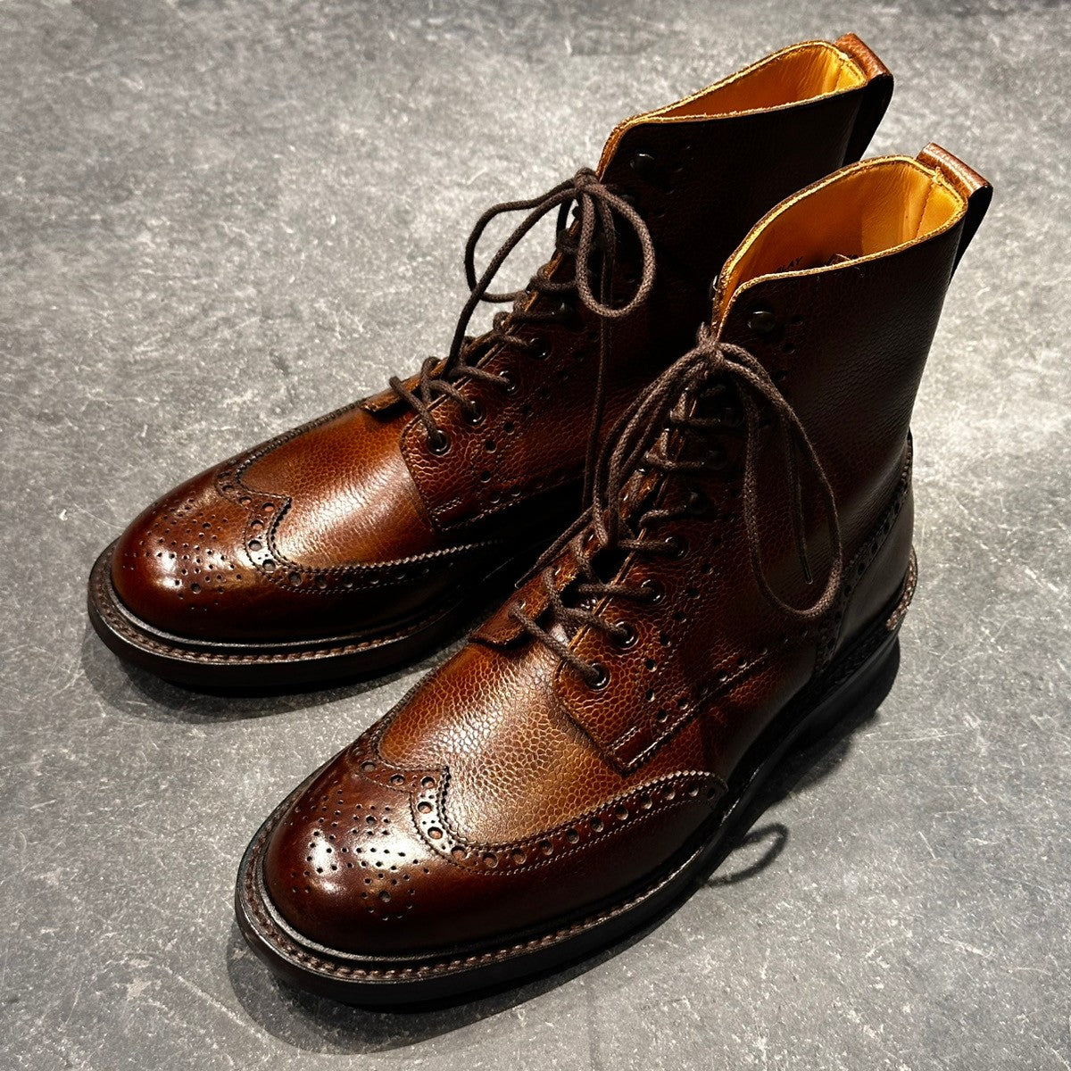 未使用品【クロケット&ジョーンズ】クロケット&ジョーンズ アイラ ブーツ ウイングチップ グレインレザー ブラウン サイズUK7.5E 365ラスト