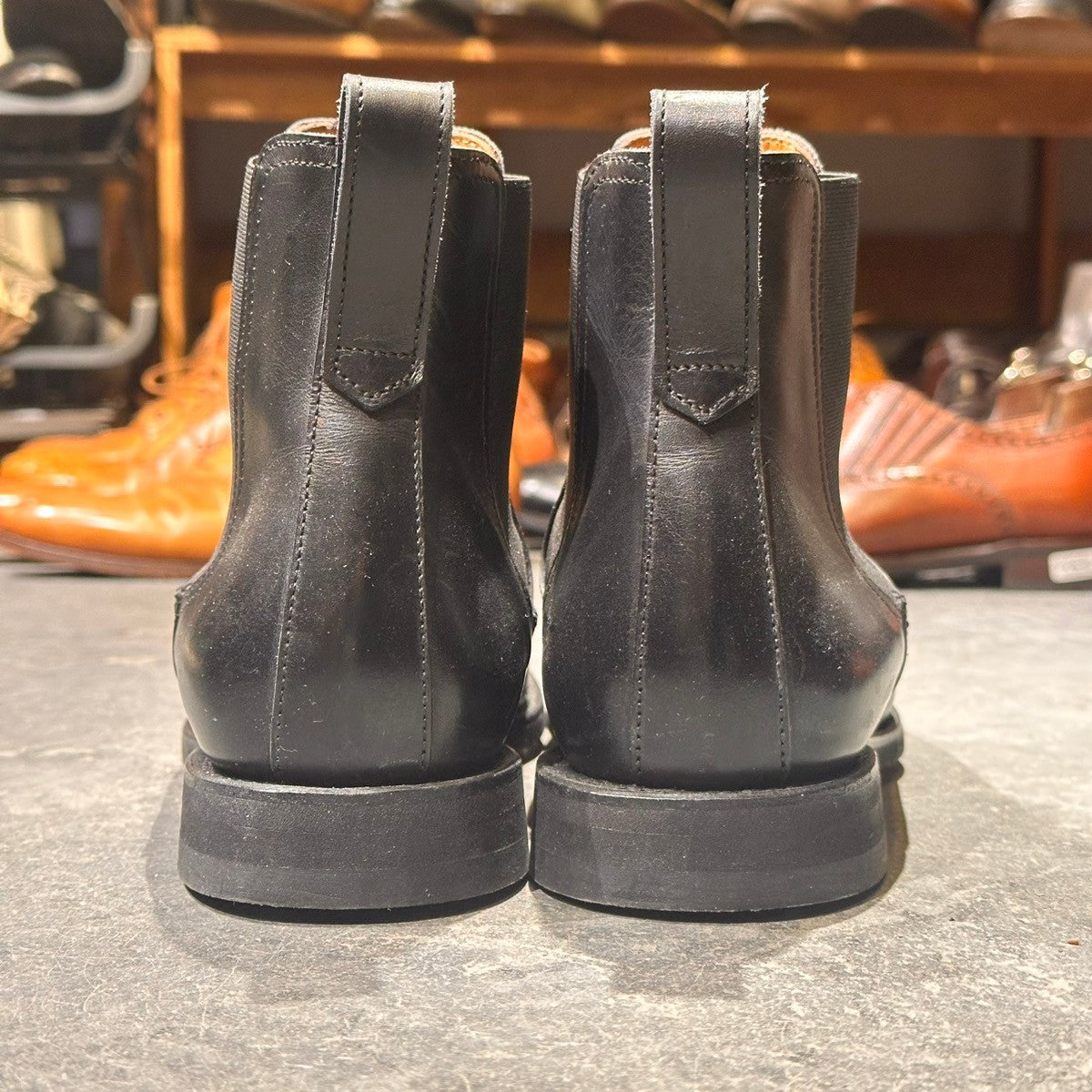 美品【Berwick】バーウィック 376 サイドゴアブーツ カーフ ブラック