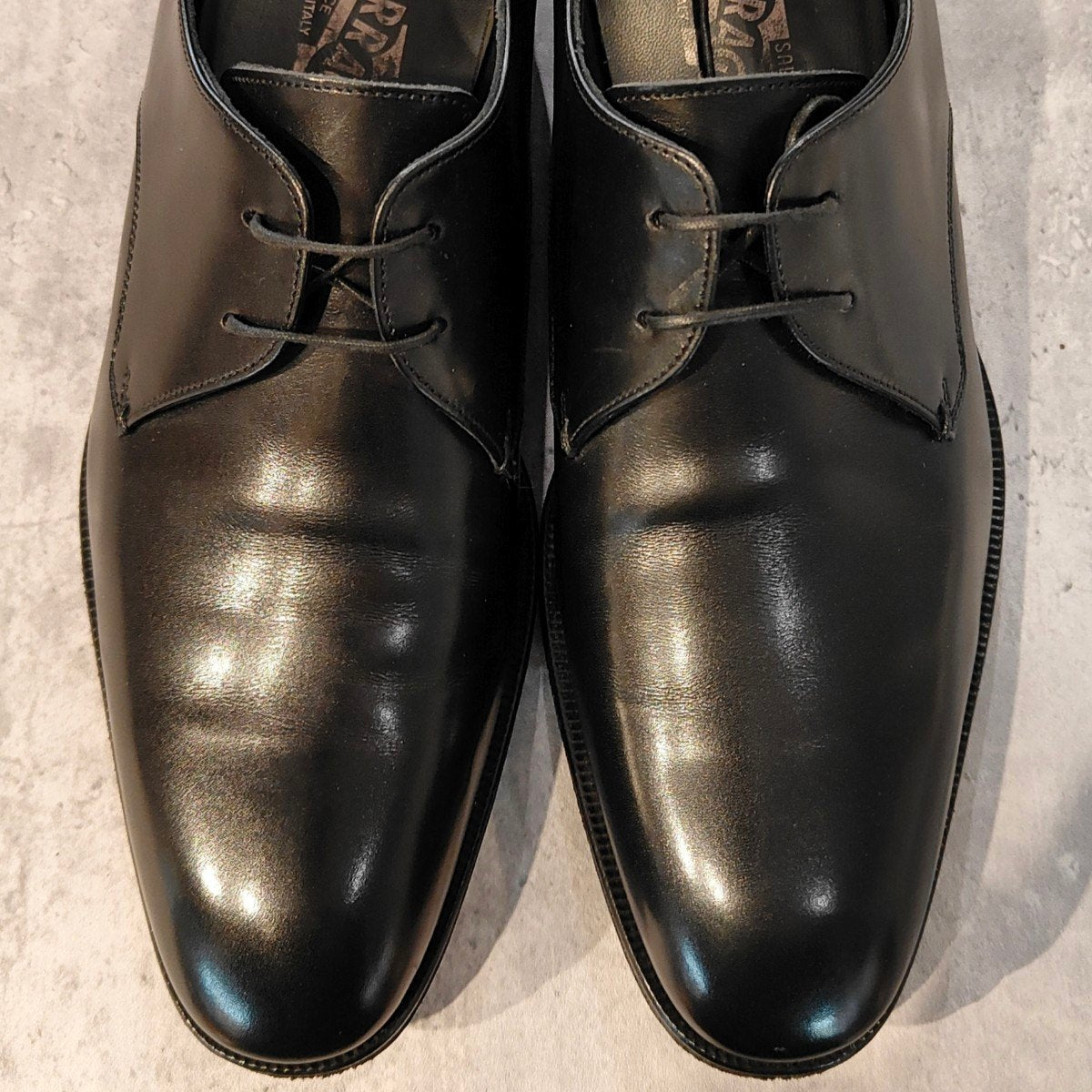 極美品【Salvatore Ferragamo】サルヴァトーレフェラガモ 48022 プレーントゥ カーフ ブラック サイズUK6.5EE