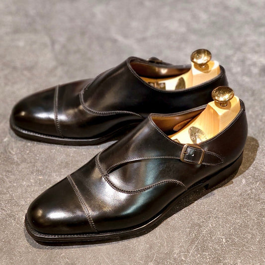 希少 使用数回【EDWARD GREEN】エドワードグリーン STOURHEAD トップドロワー仕様 シングルモンク カーフ ブラック サイズUK6E 808ラスト