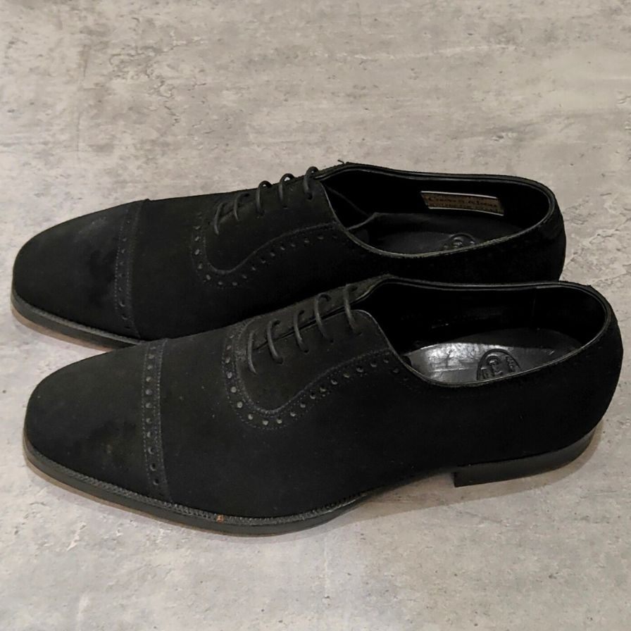 【CROCKETT&JONES】クロケット＆ジョーンズ ポールスミス別注 パンチドキャップトゥ アデレード スエード ブラック サイズUK7E