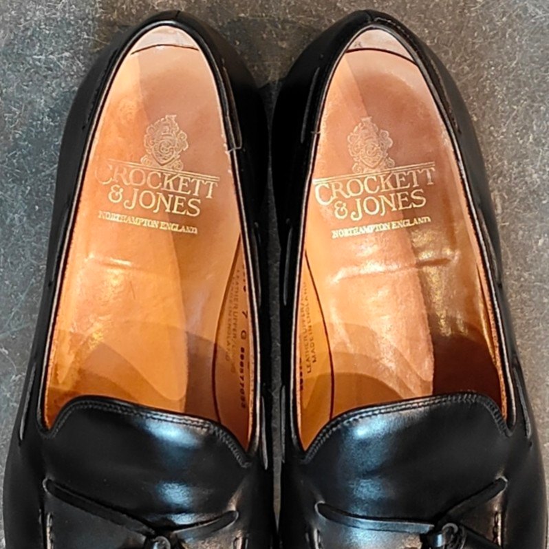 美品【CROCKETT&JONES】クロケット&ジョーンズ キャベンディッシュ2 タッセルローファー カーフ ブラック サイズUK7G 337ラスト