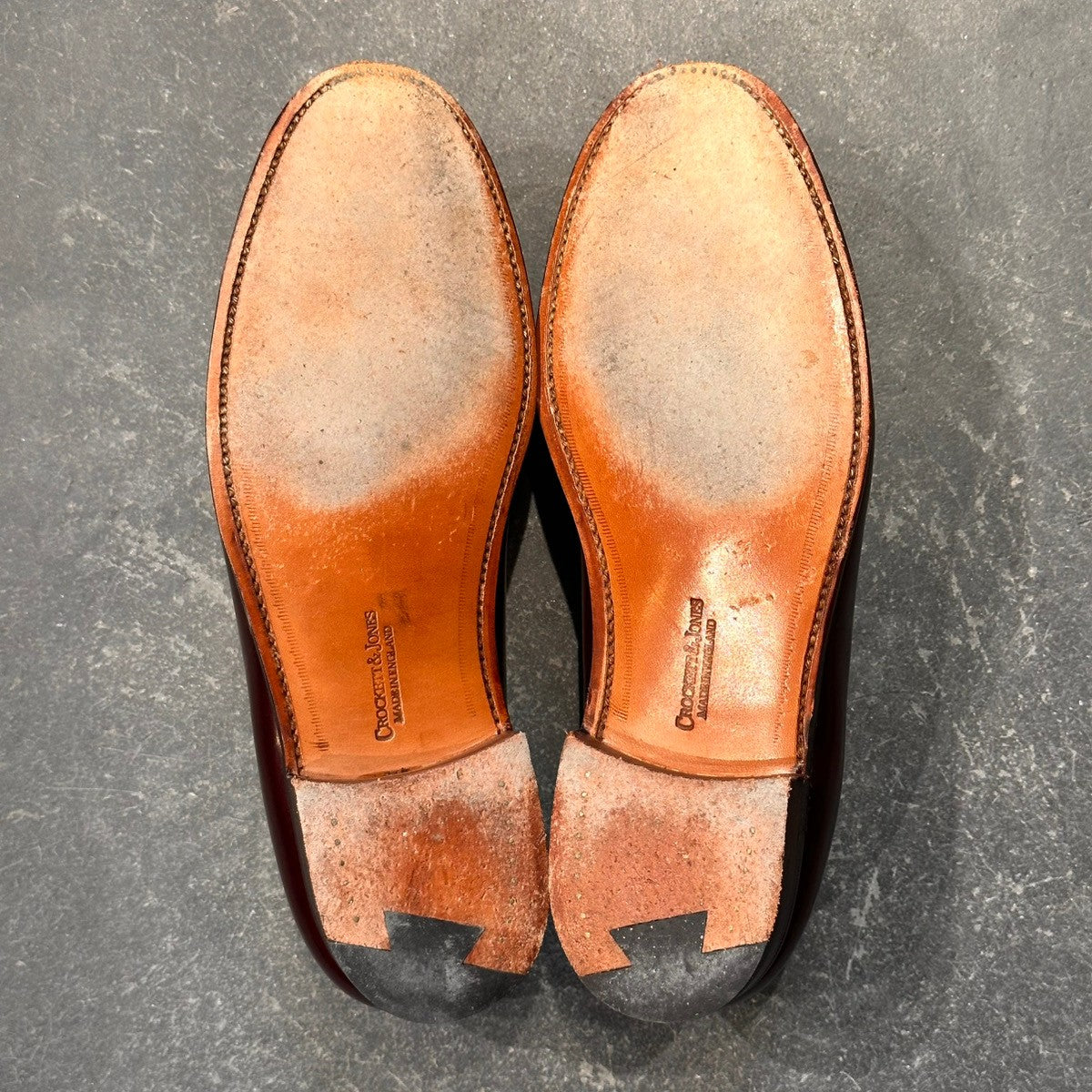 美品【Crockett&Jones】クロケット&ジョーンズ ボストン ローファー ガラスレザー バーガンディ サイズUK6E 314ラスト