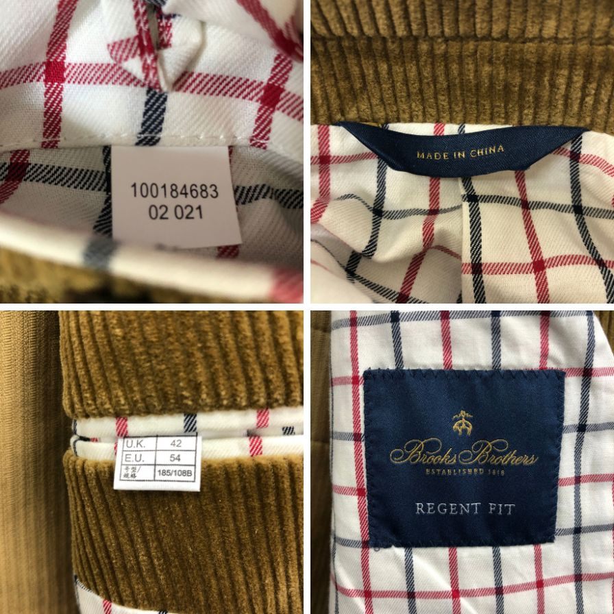 【Brooks Brothers】ブルックスブラザーズ 2B テーラードジャケット コーデュロイ エルボーパッチ ブラウン メンズ サイズ42R