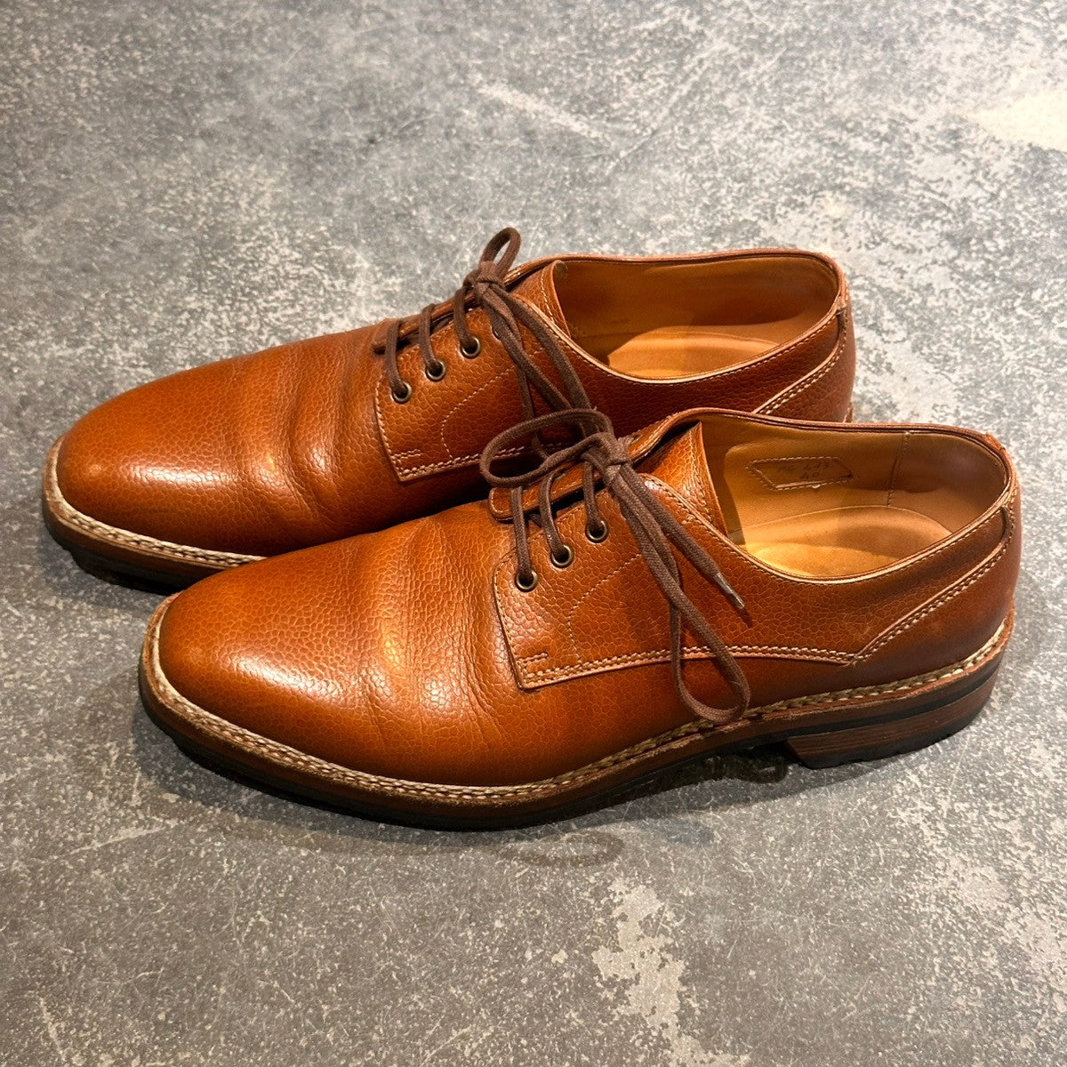 【F.lli Giacometti】フラテッリ ジャコメッティ FG413 プレーントゥ グレインレザー ブラウン サイズ40