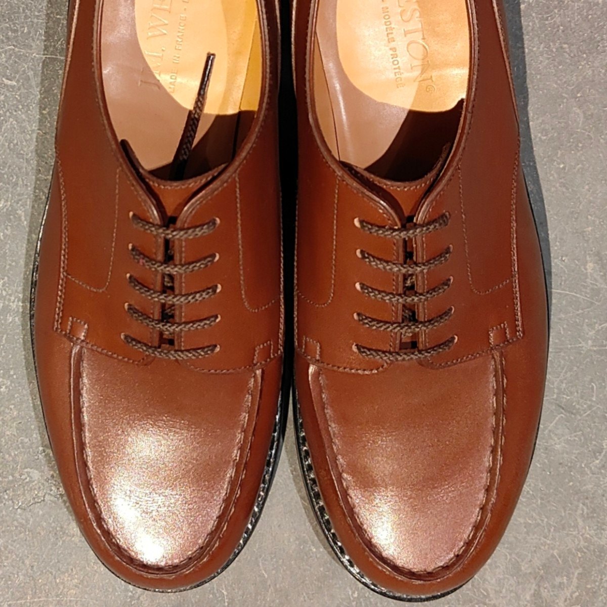 試着程度 【J.M.WESTON】ジェイエムウエストン 641 ゴルフ Uチップ ボックスカーフ タンブラウン サイズ UK5.5C 31ラスト 参考定価￥176,000-