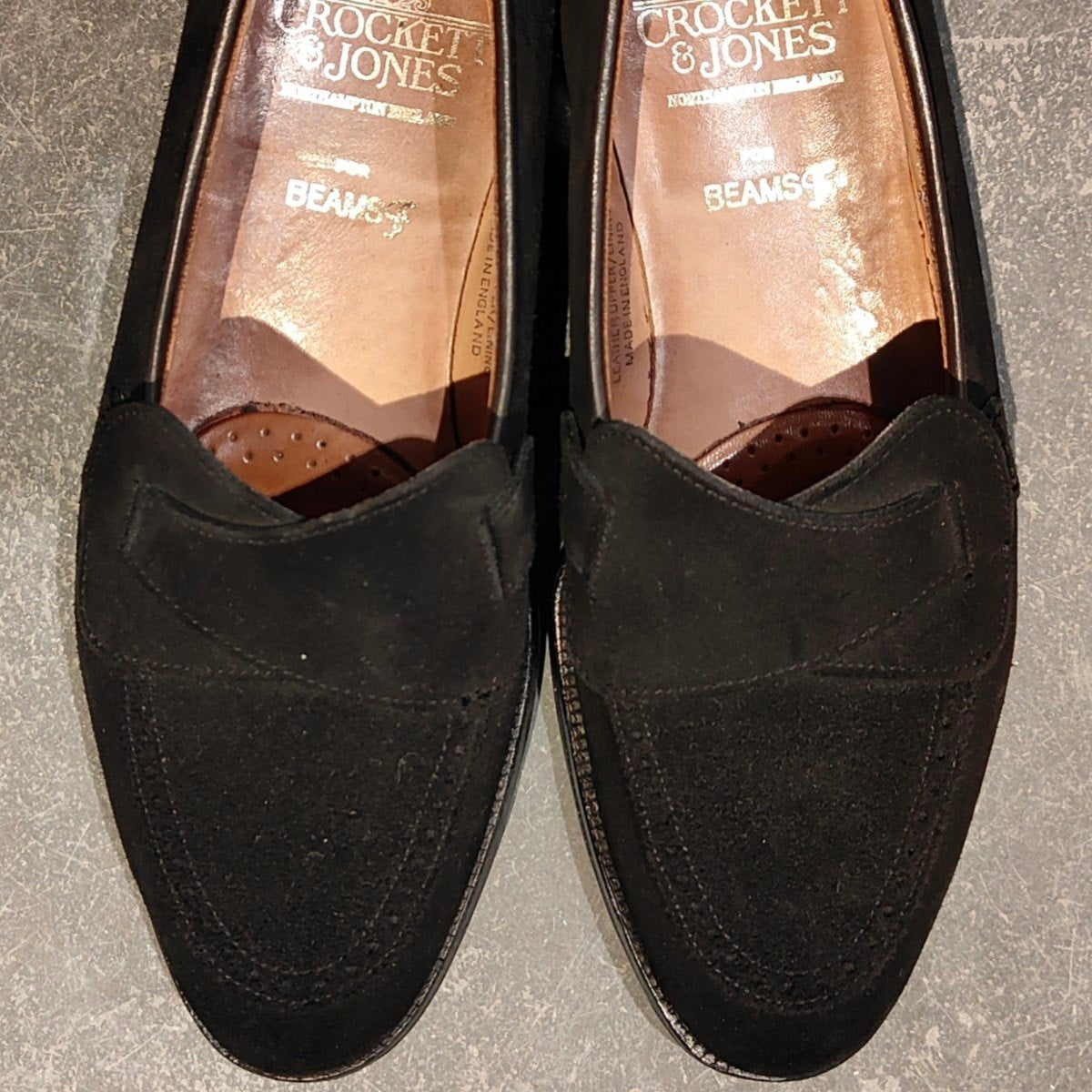 【CROCKETT&JONES】クロケット＆ジョーンズ ビームスF別注 ブリムストーン ローファー バタフライ スエード ブラック サイズUK6E 302ラスト