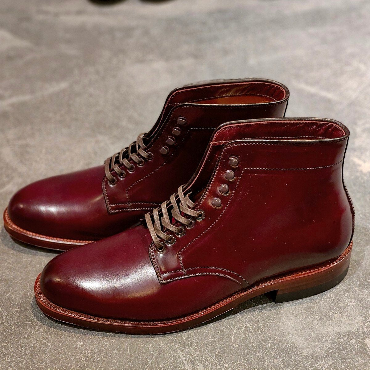 未使用【ALDEN】オールデン レザーソウル別注 45298H プレーントゥブーツ コードバン ダークバーガンディ サイズ US8.5D バリーラスト