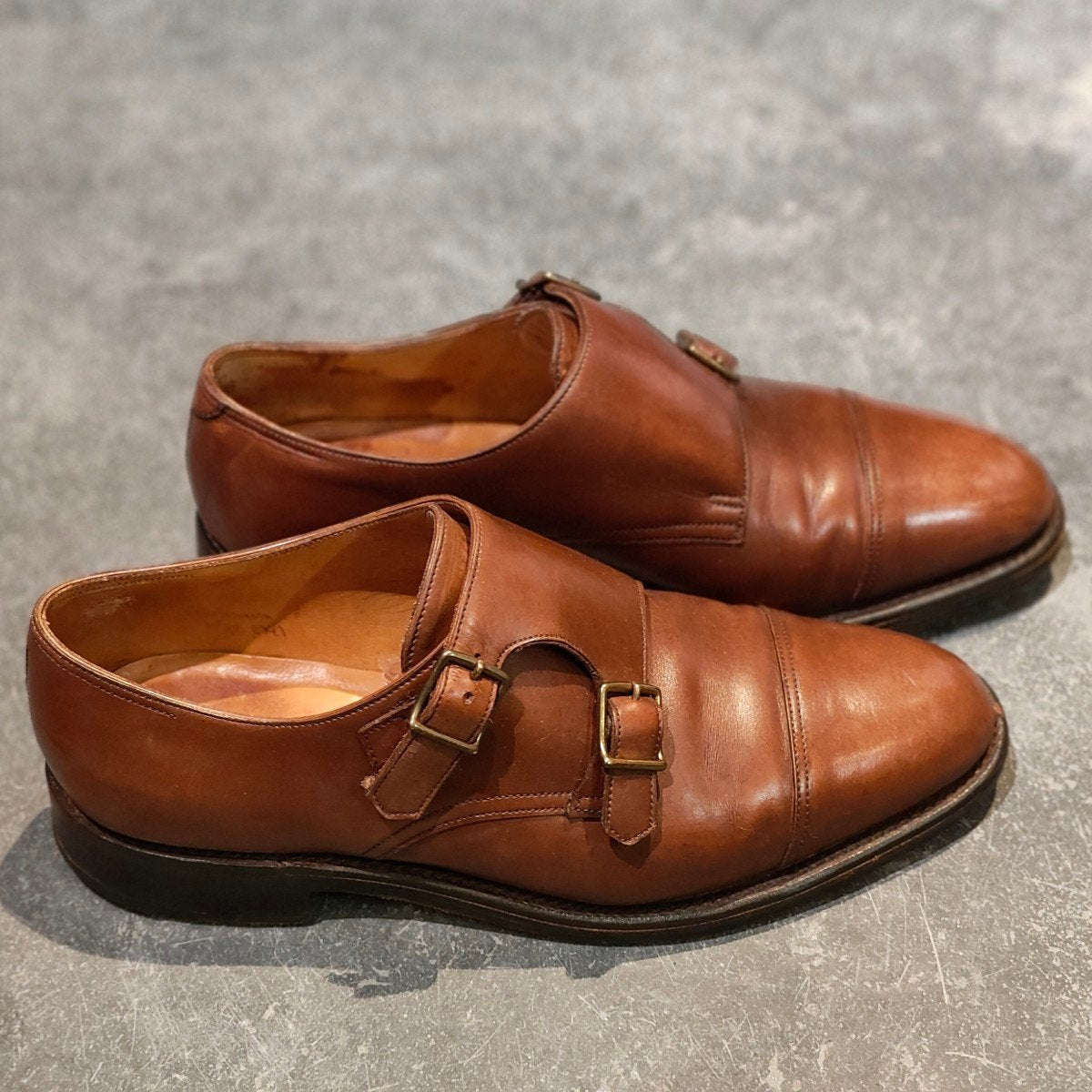 【JOHN LOBB】ジョンロブ ウィリアム ダブルモンク 旧ロゴ カーフ ブラウン サイズUK6.5E