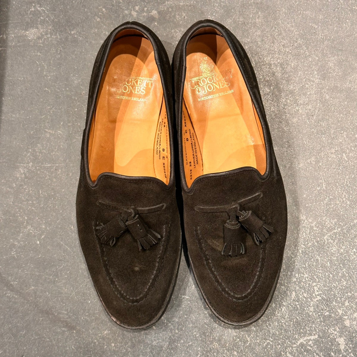 【CROCKETT&JONES】クロケット&ジョーンズ キャベンディッシュ3 タッセルローファー スエード ブラック サイズUK8E 375ラスト