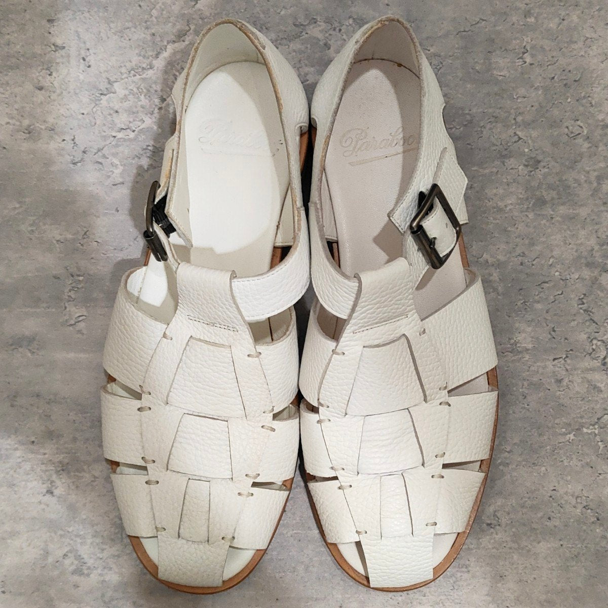 美品【Paraboot】パラブーツ パシフィック グルカサンダル グレインレザー ホワイト サイズ42