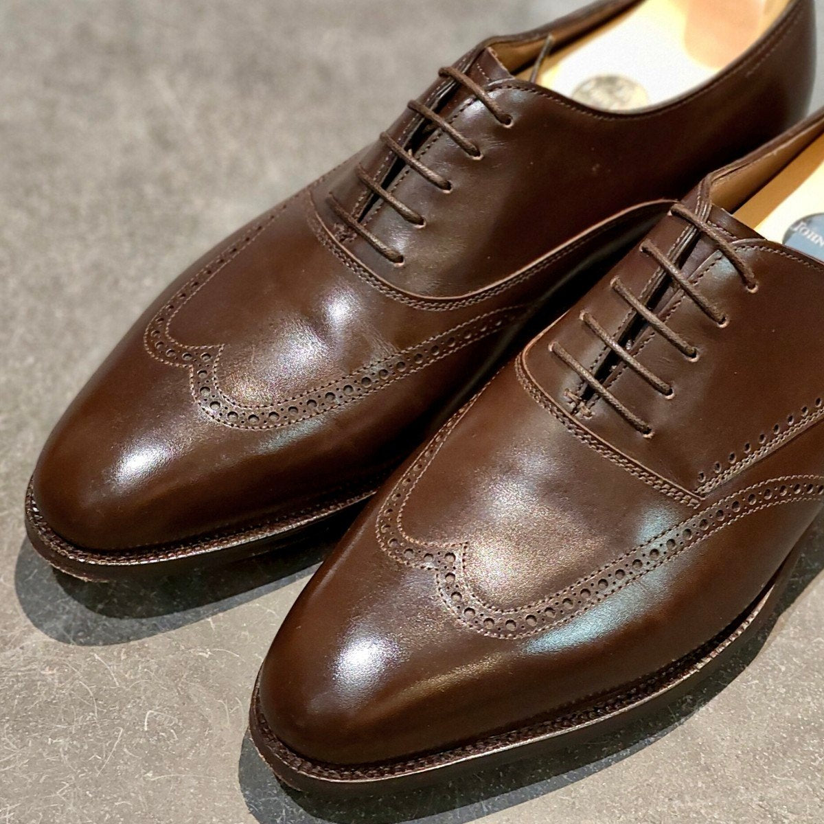希少 使用数回【JOHN LOBB】ジョンロブ プレステージライン ハットン ウイングチップ カーフ ダークブラウン サイズUK6.5E 7000ラスト