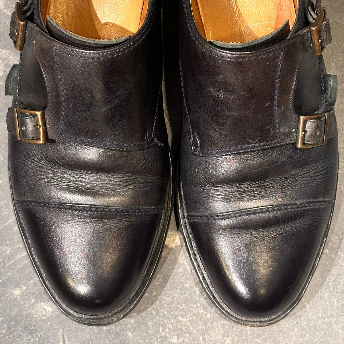 【PARABOOT】パラブーツ ウィリアム ダブルモンク カーフ ダークネイビー サイズUK7