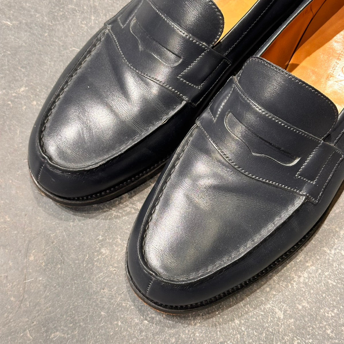 【J.M.WESTON】ジェイエムウエストン 180 シグニチャーローファー ボックスカーフ ネイビー サイズUK7D 41ラスト